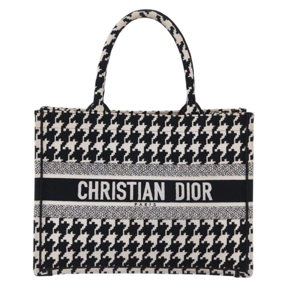 Christian Dior Book Houndstooth Canvas Black Canvas Tote Bag Bag